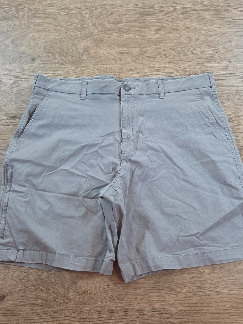 Croft & Barrow Mens Shorts 38 Gray Cotton Tencel Blend Zipper Tech Pocket Casual